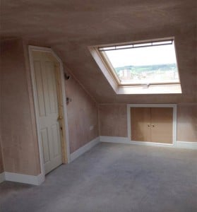 newly plastered loft converted room