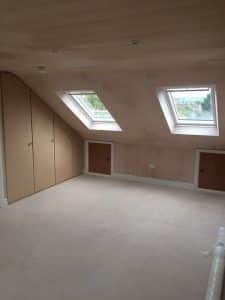 plastered loft room